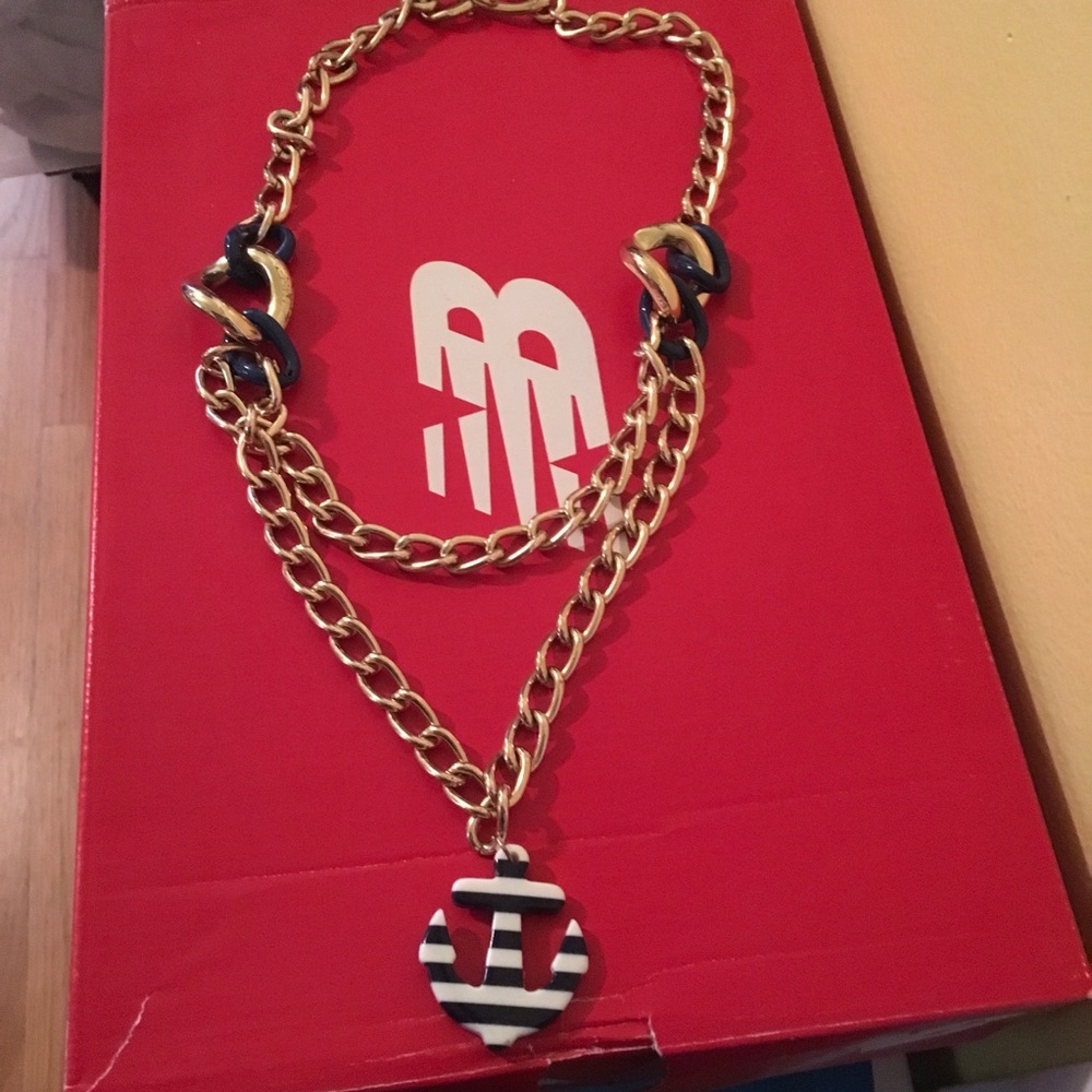 Nautical Anne Klein striped anchor necklace